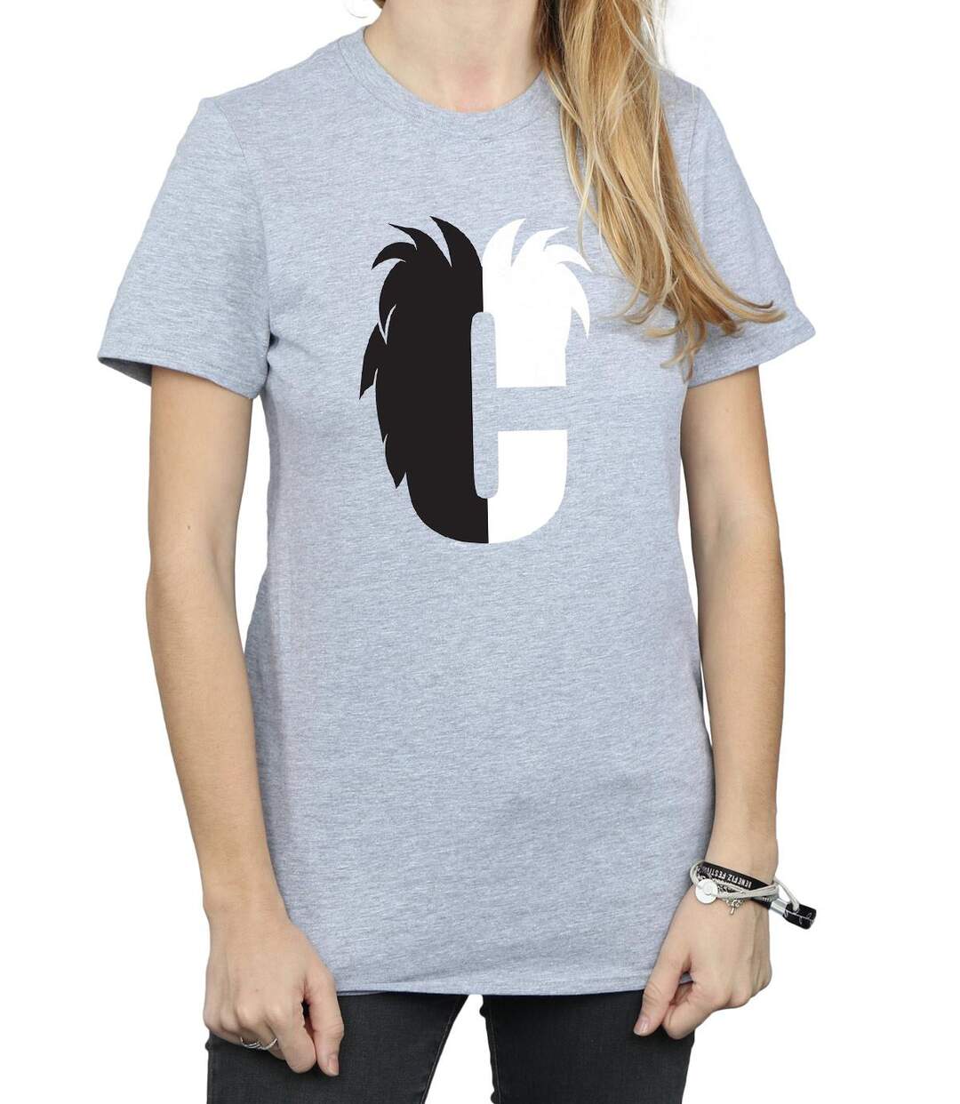 Disney - T-shirt ALPHABET C IS FOR CRUELLA DE VIL - Femme (Gris chiné) - UTBI16843-3