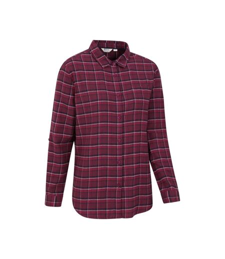 Womens/ladies Balsam Brushed Flannel Longline Shirt Burgundy Mountain Warehouse