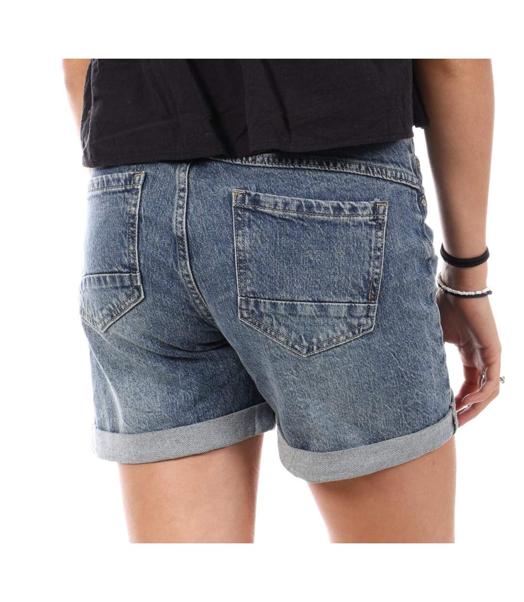 Bermuda en jean bleu femme monday premium bermuda bouton-2
