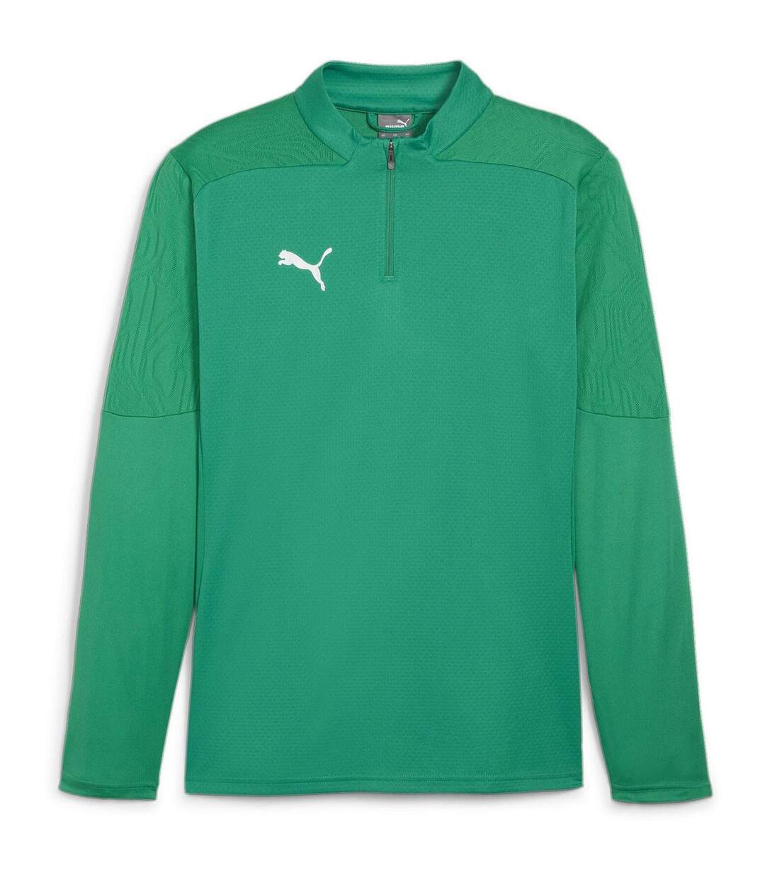 Mens Teamfinal Quarter Zip Training Fleece Top Green Silver Puma-1