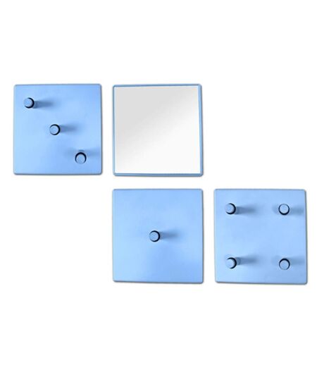 Lot de 4 Patères en Métal Laqué 15cm Bleu