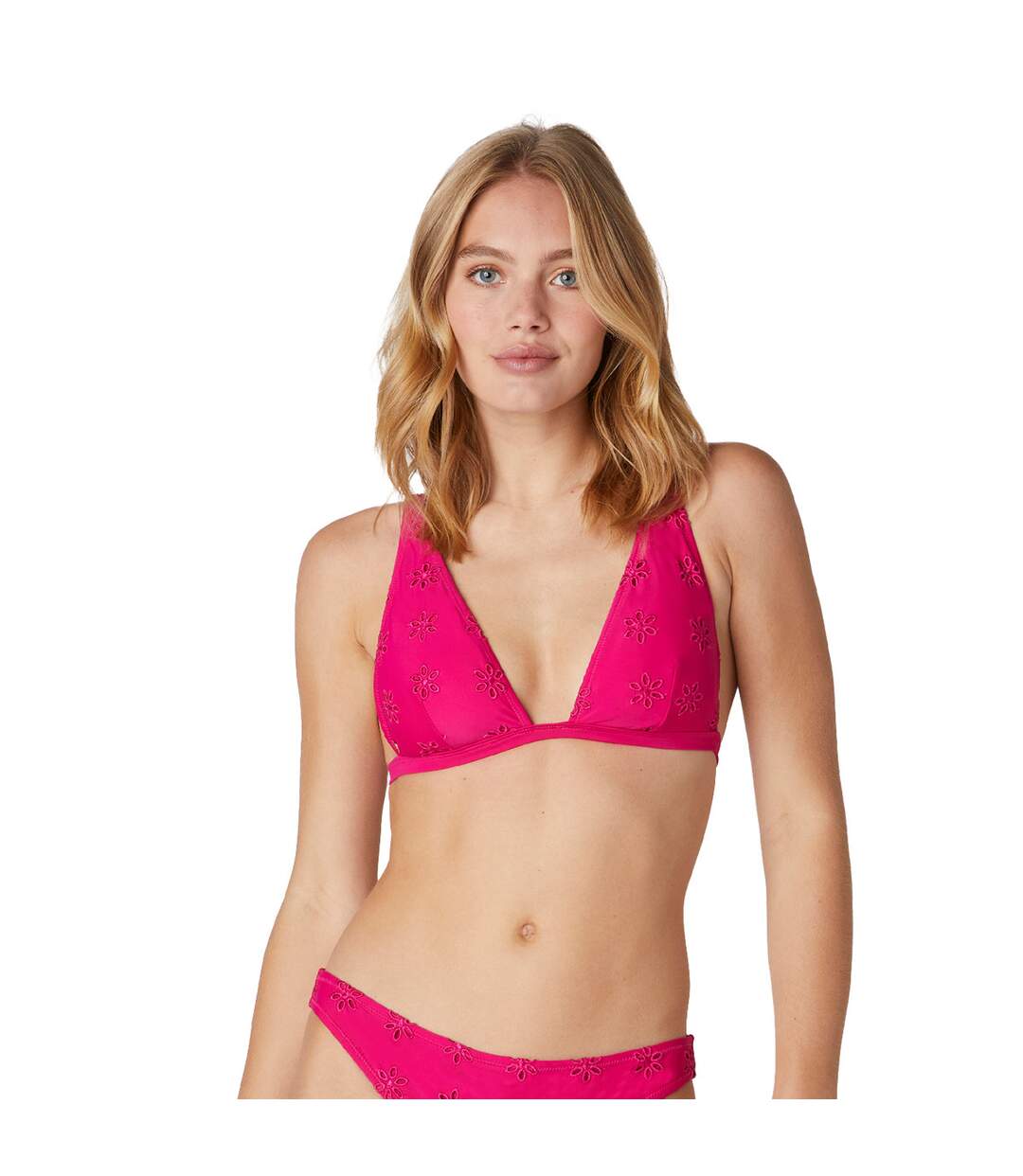 Haut de maillot de bain triangle rose Calisson-2