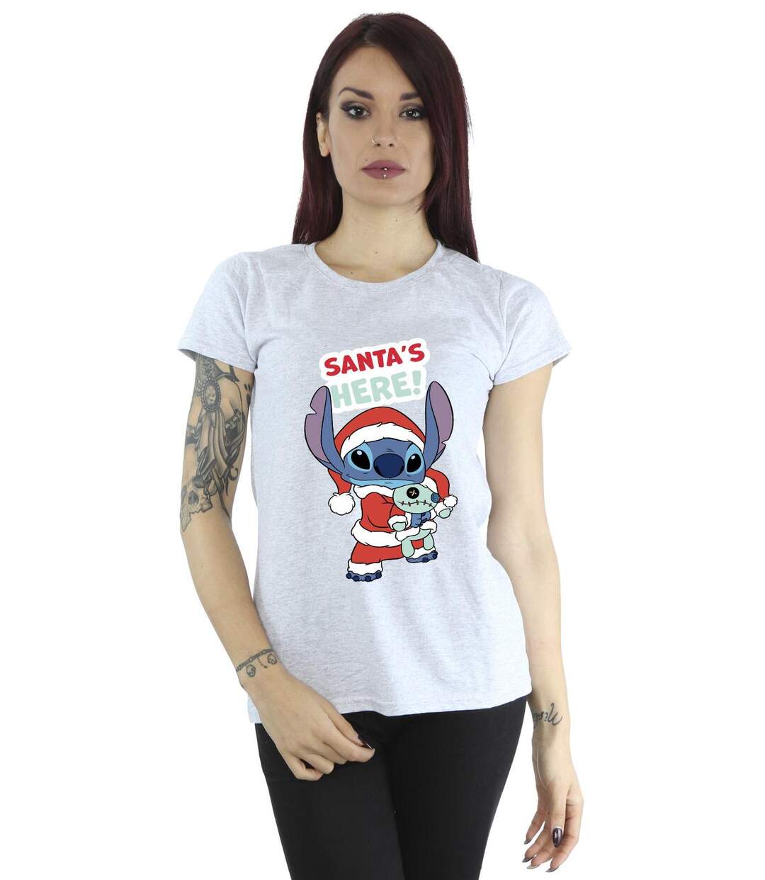 Disney Femmes/Les femmes Lilo & Stitch Santa's Here - T-shirt en coton (Gris sportif) - UTBI26052-2