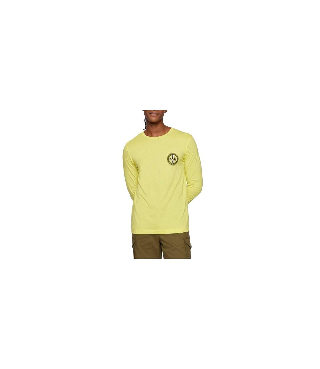 Mens Tyrec Long-sleeved T-shirt Yellow Boss-1