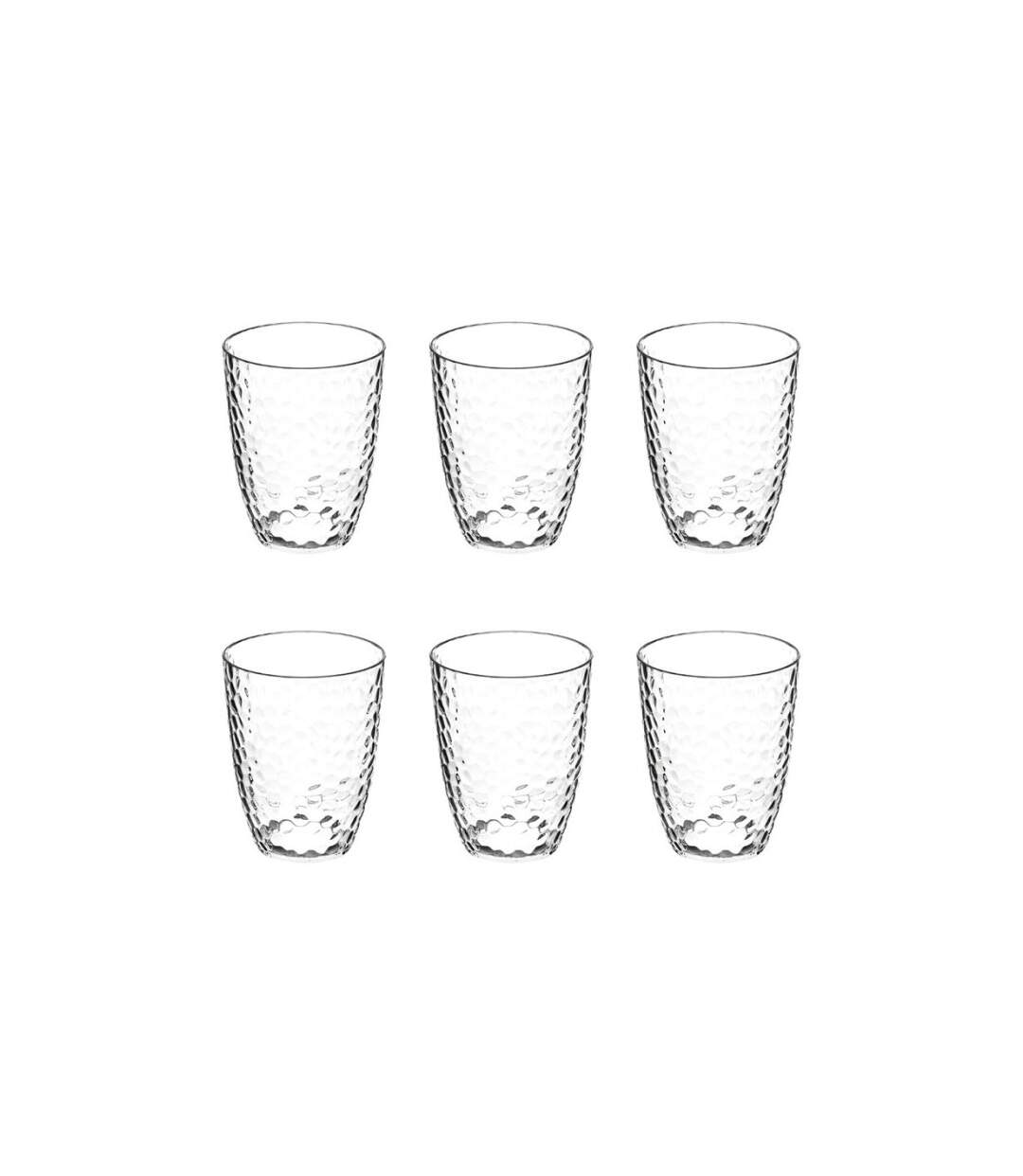 Lot de 6 Gobelets Plastique Réutilisable Martelé 38cl Transparent-1