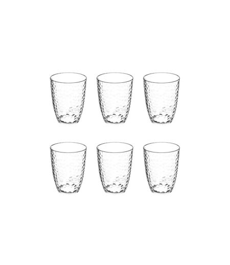 Lot de 6 Gobelets Plastique Réutilisable Martelé 38cl Transparent