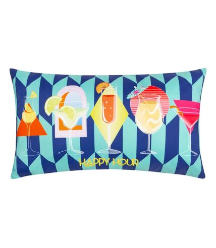 Happy hour abstract outdoor cushion cover 50cm x 30cm blue Furn