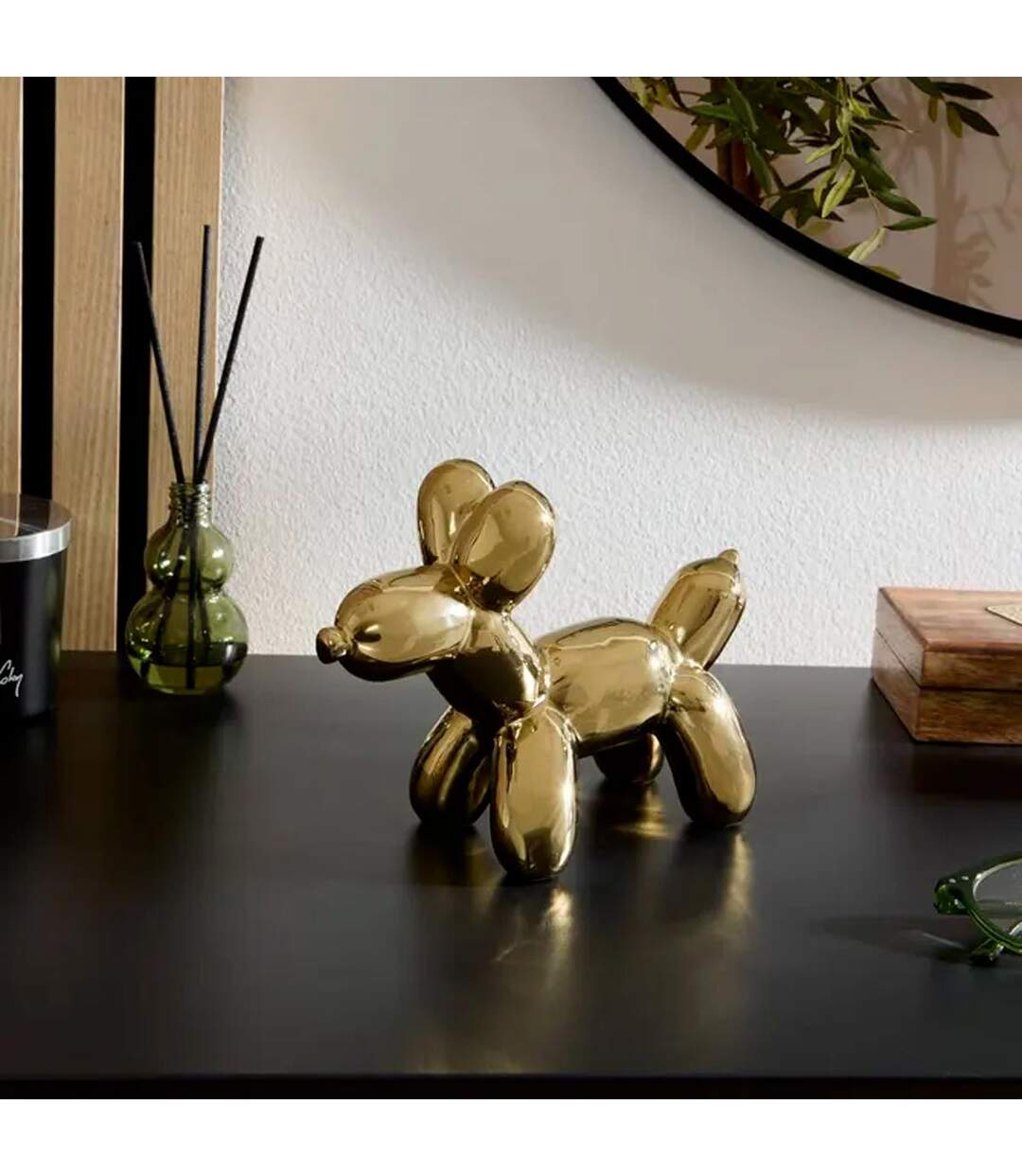 Statuette Déco Chien en Céramique Théo 19cm Doré-3
