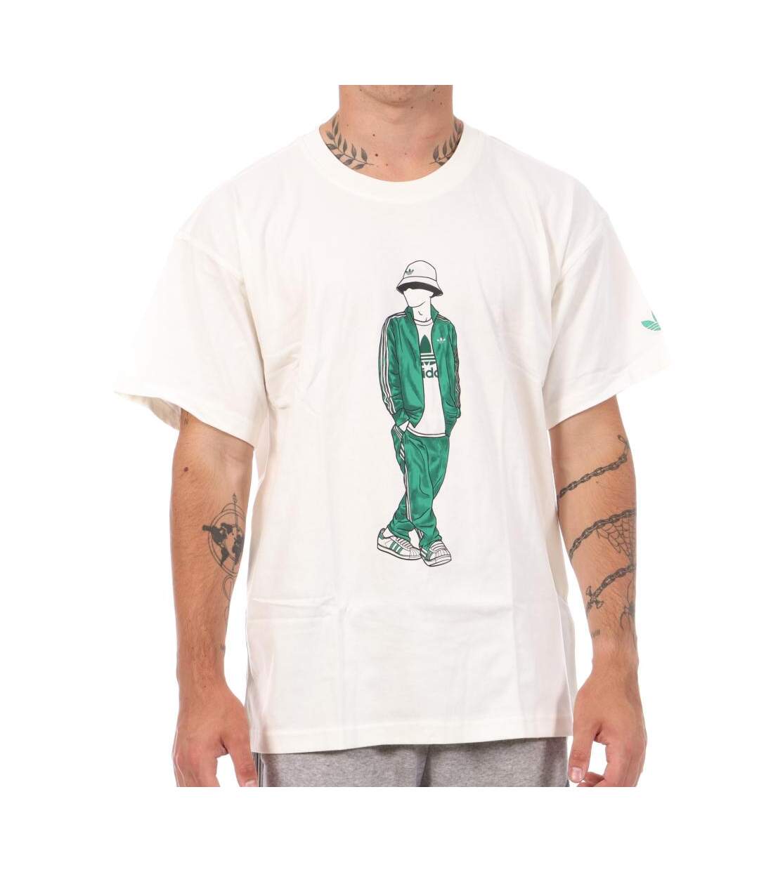 T-Shirt blanc/vert homme adidas rn-1