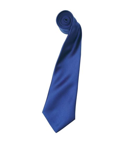 Premier Mens Plain Satin Tie (Narrow Blade) (Marine Blue) (One Size)