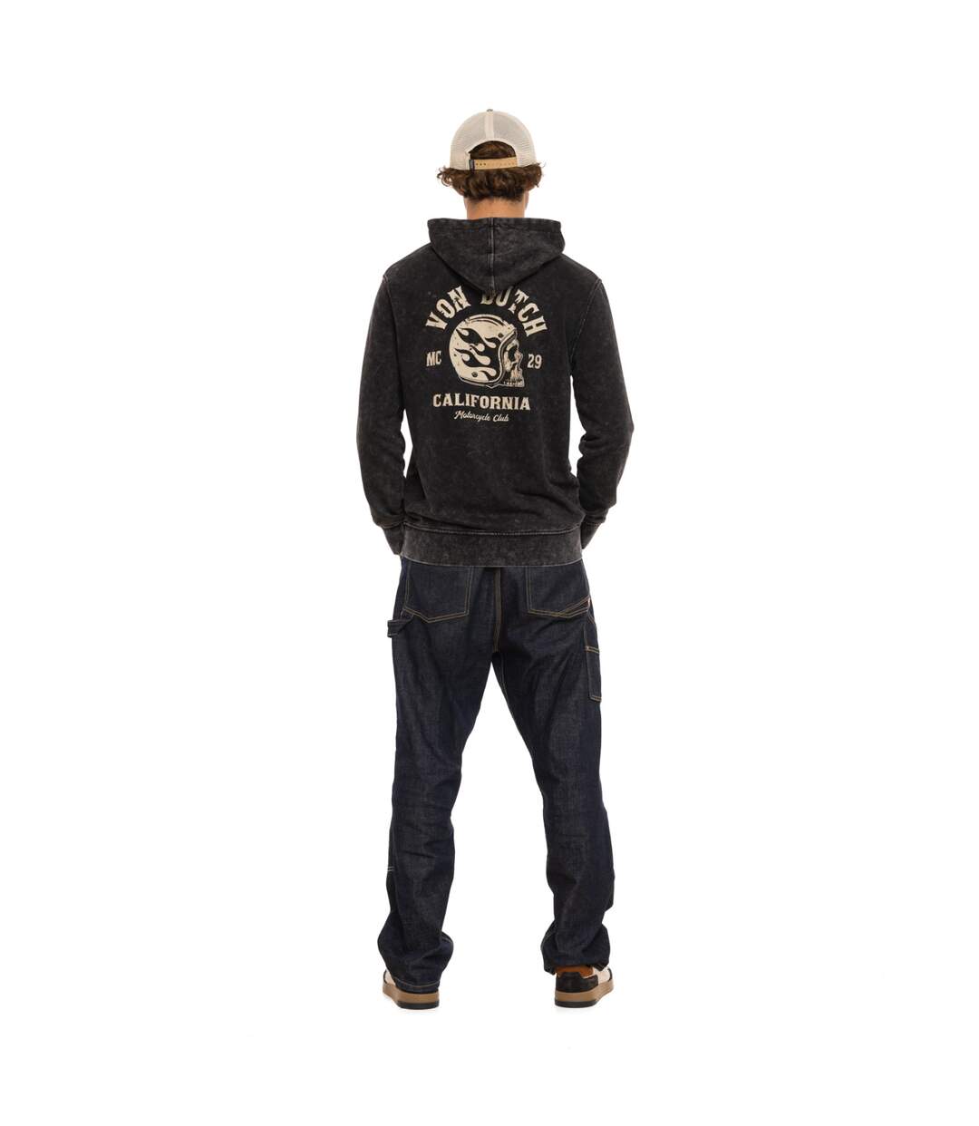 Sweat à capuche homme en french terry acid wash Mattia Vondutch-5