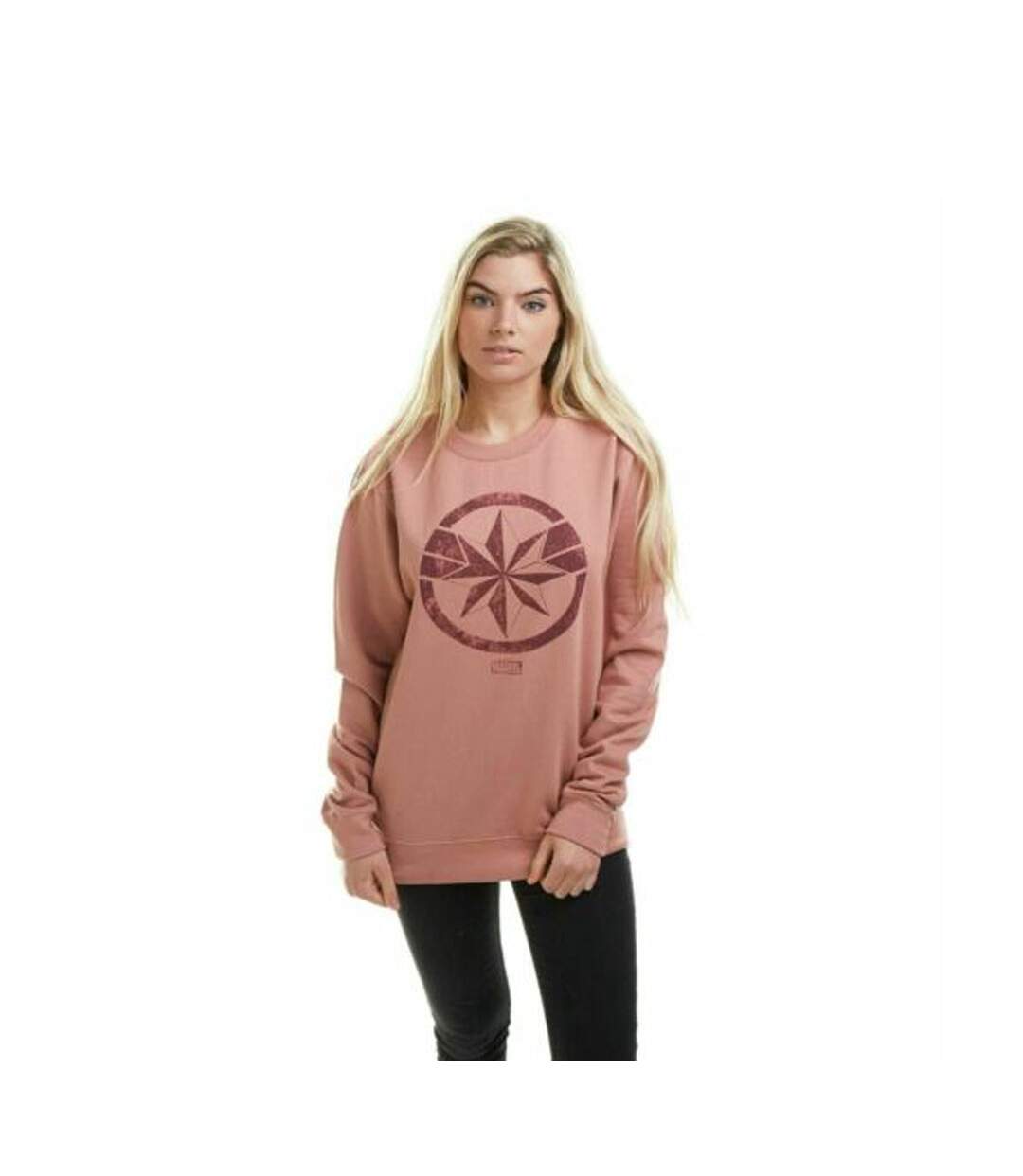 Captain Marvel Womens/Ladies Crew Neck Sweatshirt (Dusky Pink)