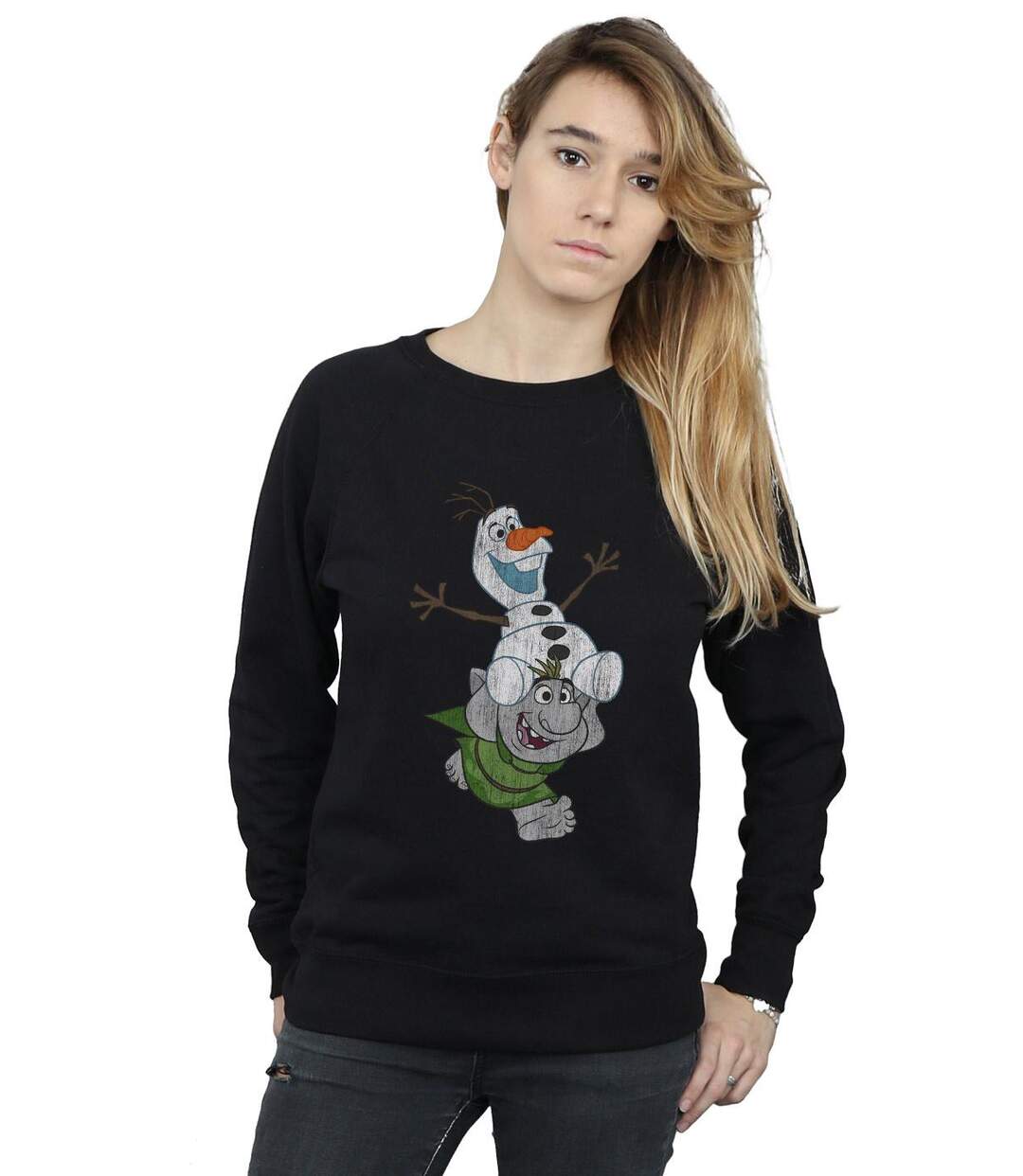 Disney - Sweat FROZEN OLAF AND TROLL - Femme (Noir) - UTBI19061-2