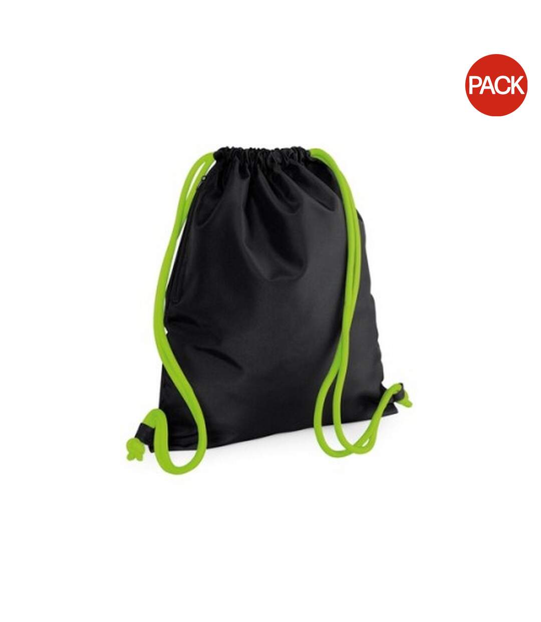 Bagbase Icon Drawstring Bag/Gymsac (Pack of 2) (Black/Lime Green) (One Size) - UTBC4344-1