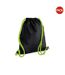 Bagbase Icon Drawstring Bag/Gymsac (Pack of 2) (Black/Lime Green) (One Size) - UTBC4344-1