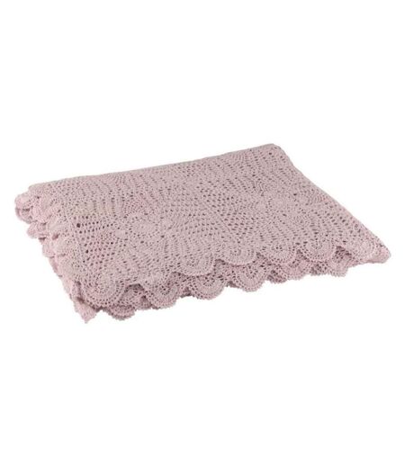 Nappe Déco en Coton Dentelle 130x180cm Rose Mauve