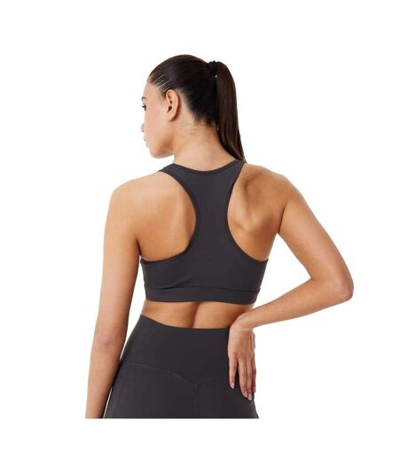 Womens/ladies Core Racerback Sports Bra Charcoal Marl USA Pro