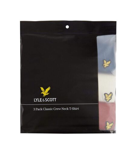Pack Of 3  Unisex Adult Basic T-shirt  Navy Light Pink Red Lyle & Scott