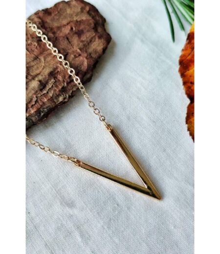 V Shape Triangle Dainty Minimalist Angled Bar Pendant Necklace