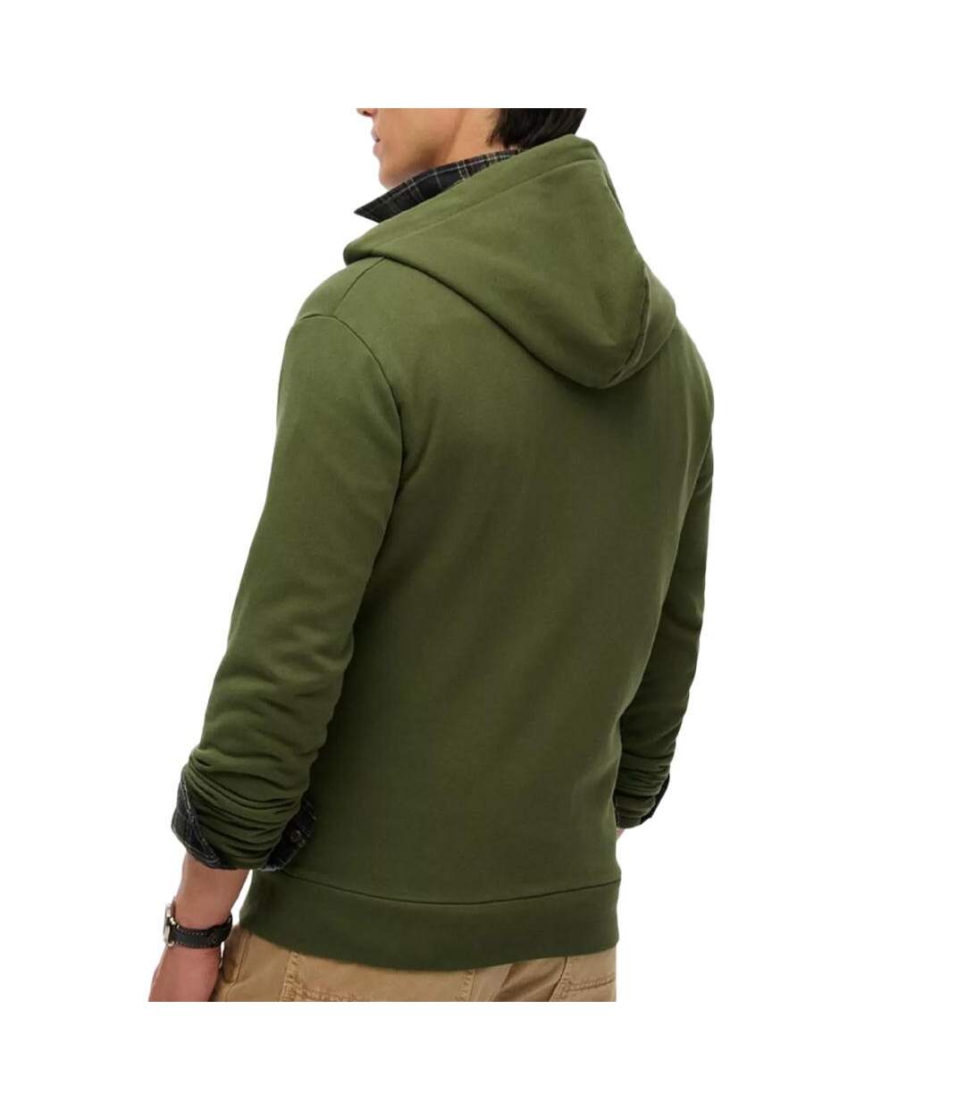 Sweat zippé kaki homme superdry plain hood-2