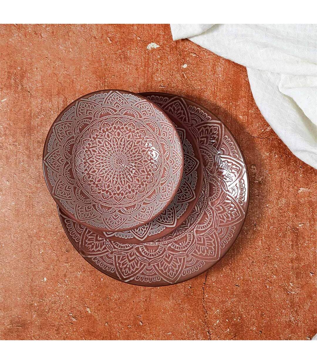 Lot de 6 Assiettes Creuses Sahara 18cm Terracotta-3