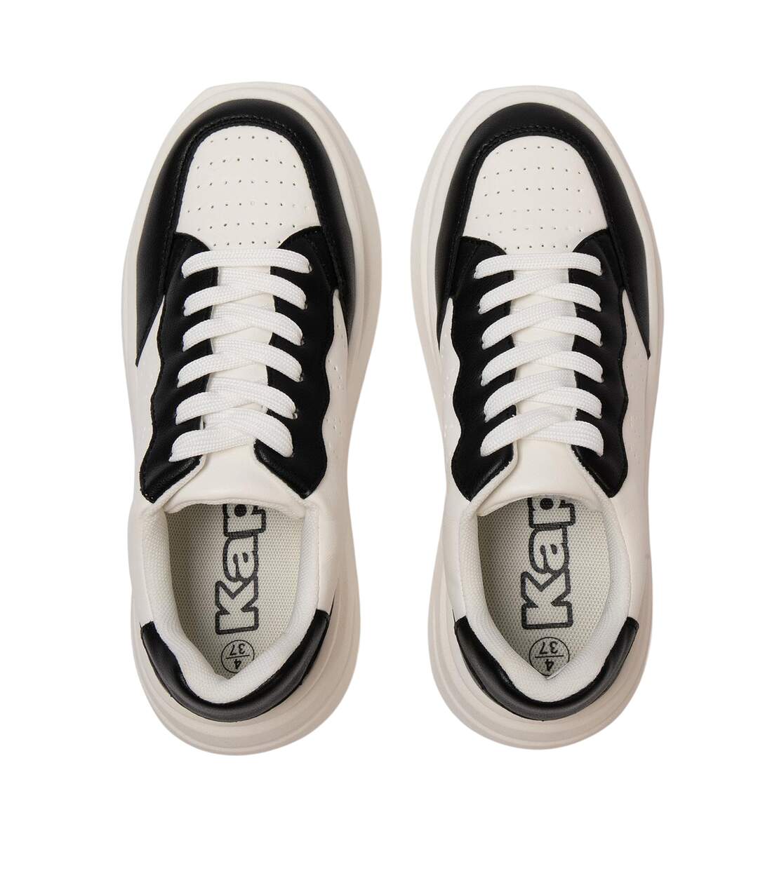 Womens/ladies Ari Casual Platform Trainers Black White Kappa-3
