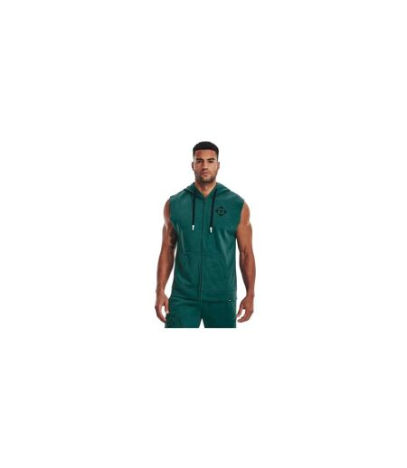 Mens Project Rock Graphic Print Hooded Sleeveless Hoodie Green Under Armour