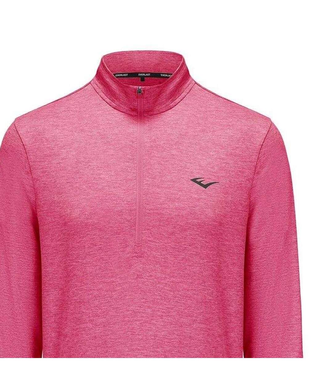 Mens Mock Neck Regular Long-sleeved Top Pink Marl Everlast-3