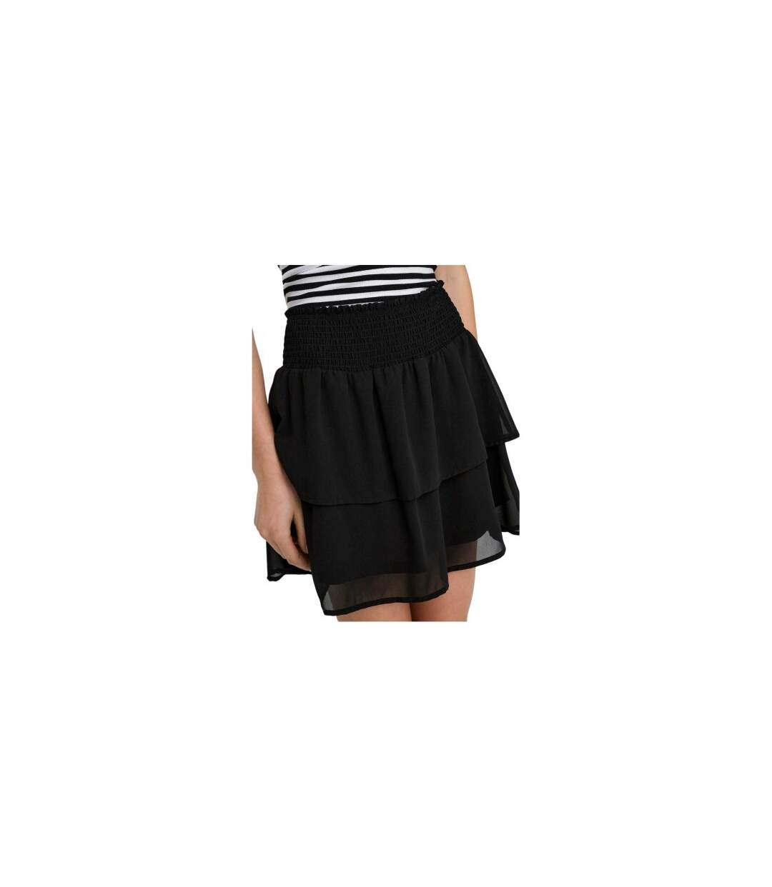 Womens/ladies Tiered Regular Mini Skirt Black Only-1