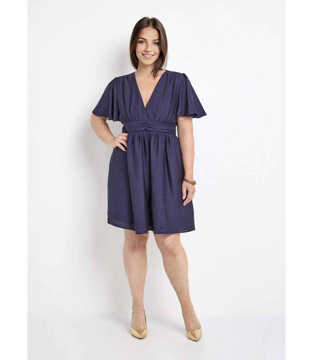 Robe courte taille empire, manches kimono-1
