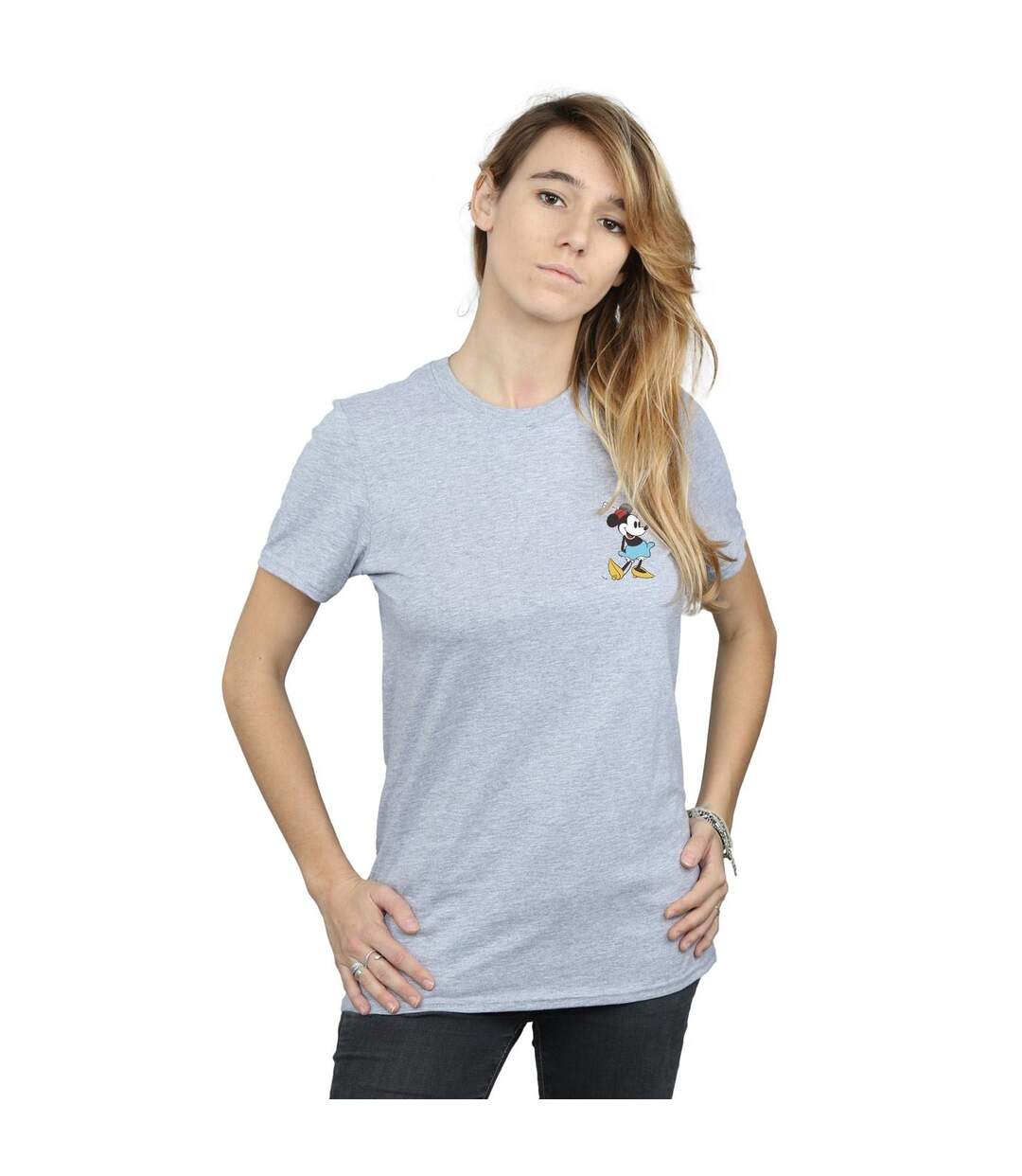Disney Femme/Ladies Minnie Mouse Kick Chest Cotton Boyfriend T-Shirt (Gris sportif) - UTBI36511-2