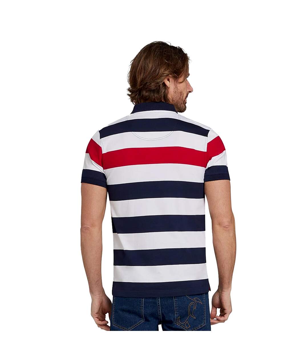 Polo homme bleu marine / blanc / rouge Raging Bull-2