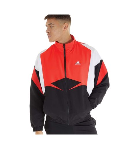 Haut de survêtement colourblock homme noir / blanc / rouge Adidas
