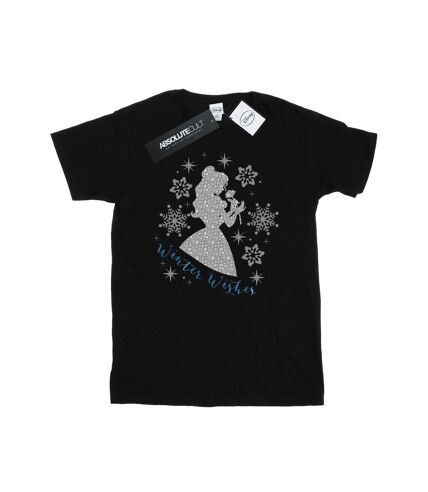 Disney Princess Mens Belle Winter Silhouette T-Shirt (Black)