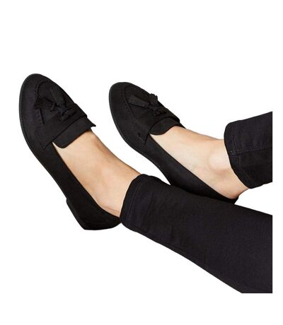 Womens/ladies Lennie Tassel Wide Loafers Natural Black Dorothy Perkins