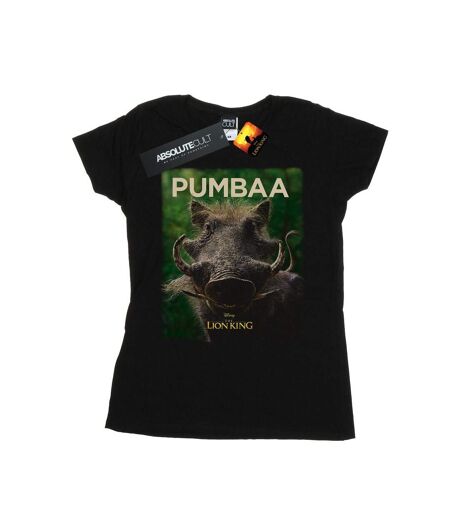 Disney Femme/Ladies The Lion King Movie Pumbaa Poster Cotton T-Shirt (Noir) - UTBI25182