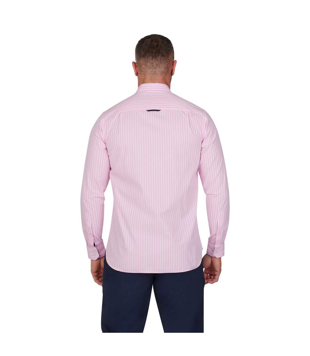 Mens Classic Stripe Long-sleeved Shirt Pink Raging Bull-2