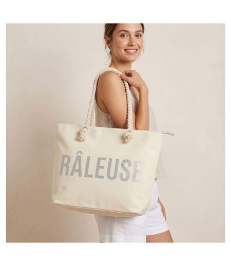 OZABI Sac de Plage Femme Jute Synthétique – Message Pailleté – Cordage