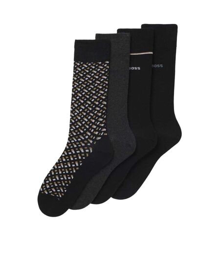 Pack Of 4  Mens Crew Socks  Black Boss