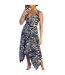 Womens/ladies Zebra Print Pleated Midi Dress Navy Cream AX Paris-1