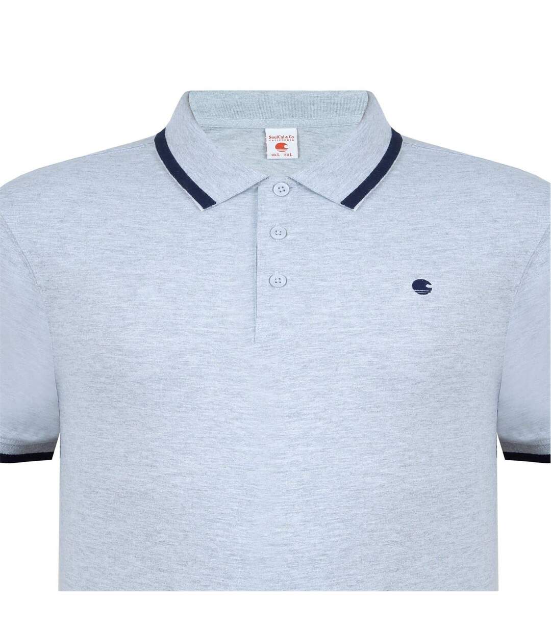 Polo Motif/style Signature Homme Gris Chiné SoulCal-4