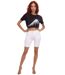 Bermuda Femme Chic en Toile - Coupe Droite - Blanc - Effet Push Up-1