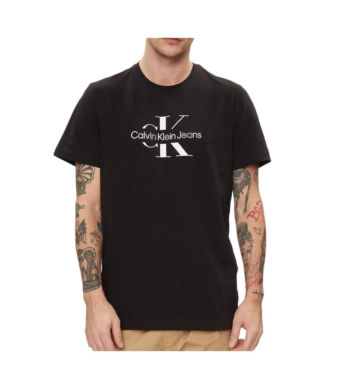 T-shirt Noir Homme Calvin Klein Jeans Disrupted - L