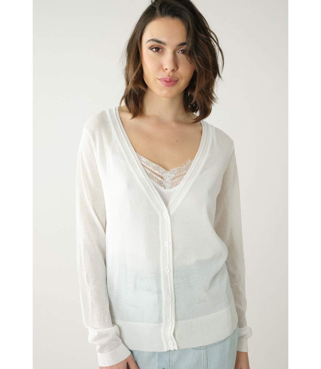 Cardigan avec dos en dentelle pour femme MILSA