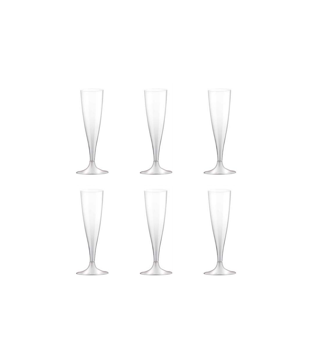 Lot de 6 Flûtes à Champagne Réutilisable Plastique 14cl Transparent-1