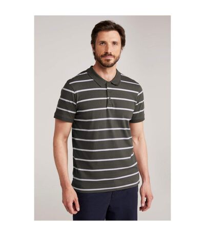 Mens Wren Stripe Cotton Polo Shirt Khaki Green Mountain Warehouse