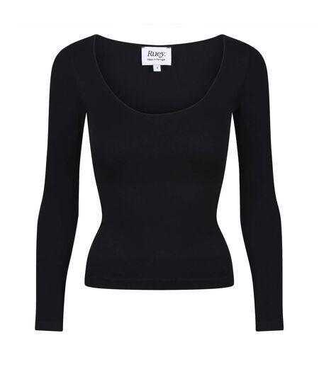 Ladies Essentials Long Sleeve Top Sculpting Recycled Stretch Everyday Fit