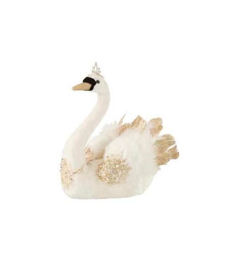 Statuette Déco Cygne Plumes 29cm Blanc & Or