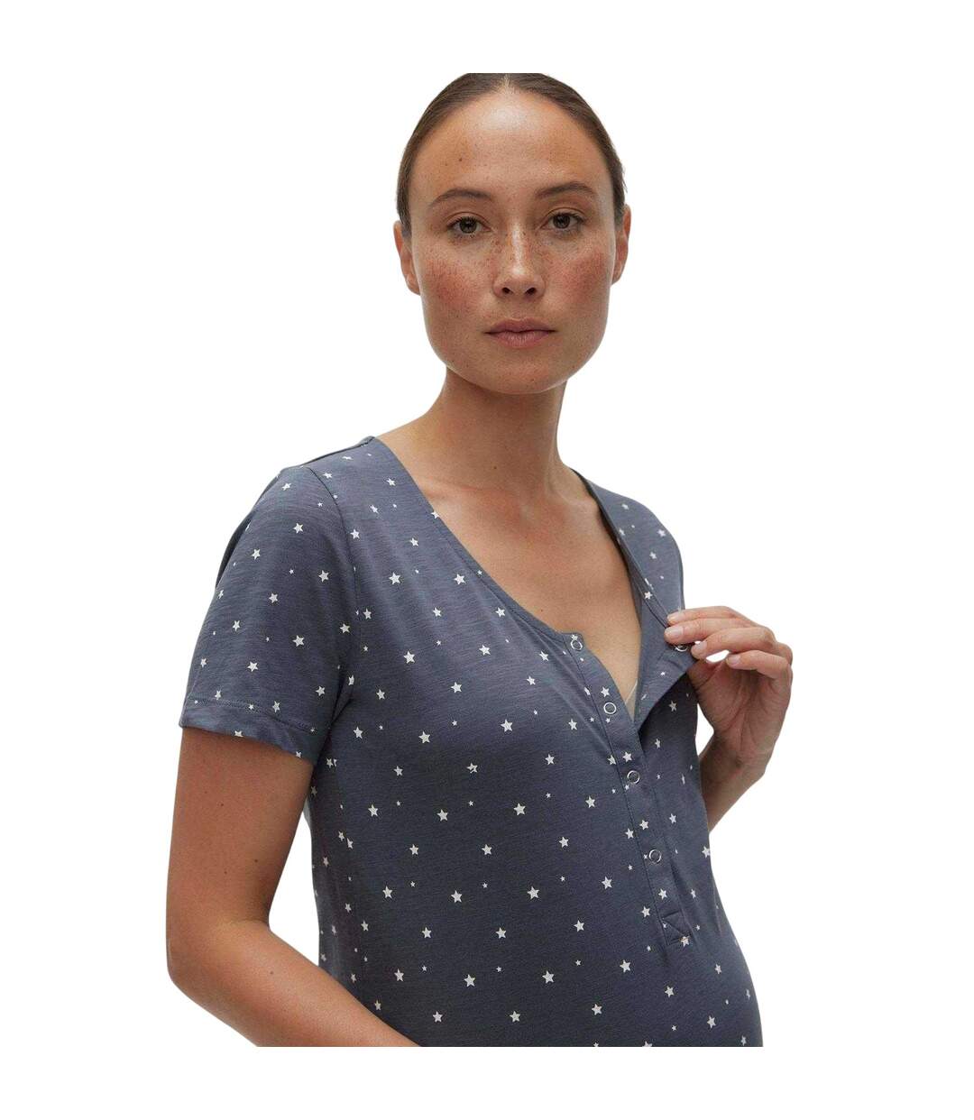Womens/ladies Stars Jersey Maternity Nightdress Stormy Weather Mamalicious-4