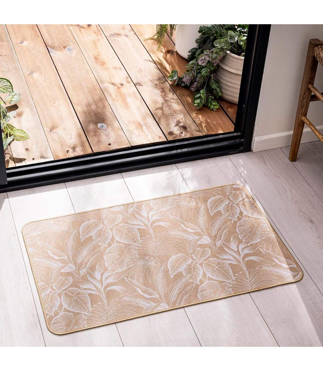 Tapis Déco Imprimé Stylis 45x75cm Naturel & Blanc-4